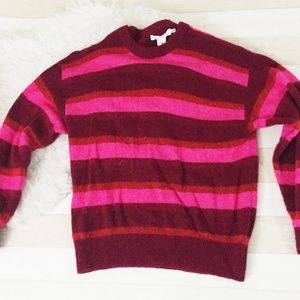 H&M pink burgundy knitted striped sweater